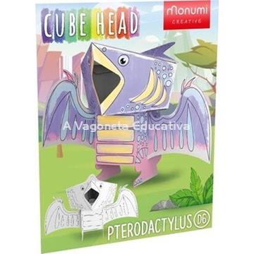 DINO PTERODACTYLUS CABEZA CUBO PARA COLOREAR - Imagen 1