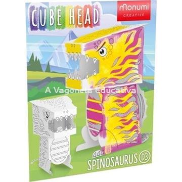 DINO SPINOSAURUS CABEZA CUBO PARA COLOREAR - Imagen 1