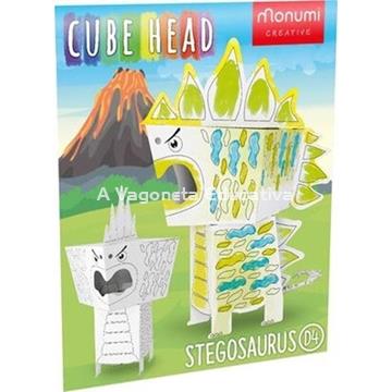 DINO STEGOSAURIO CABEZA CUBO PARA COLOREAR - Imagen 1
