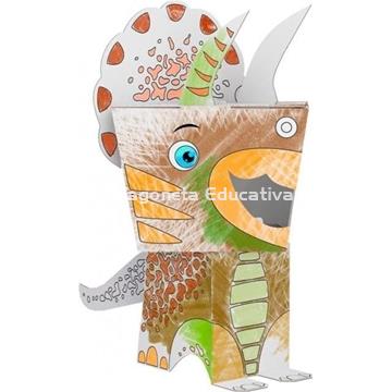 DINO TRICERATOPS CABEZA CUBO PARA COLOREAR - Imagen 2