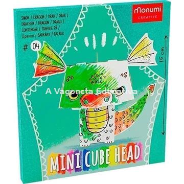 DRAGÓN MINI CABEZA CUBO PARA COLOREAR - Imagen 1