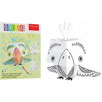 LORO CABEZA CUBO PARA COLOREAR - Imagen 1