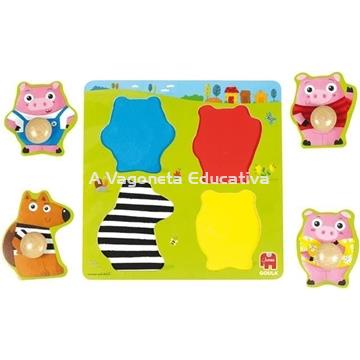 LOS TRES CERDITOS ENCAJE MADERA - Imagen 2