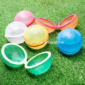 PACK 6 GLOBOS DE AGUA REUTILIZABLES TRASLÚCIDOS - Imagen 1