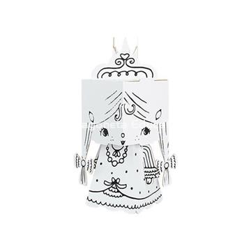 PRINCESA MINI CABEZA CUBO PARA COLOREAR - Imagen 2